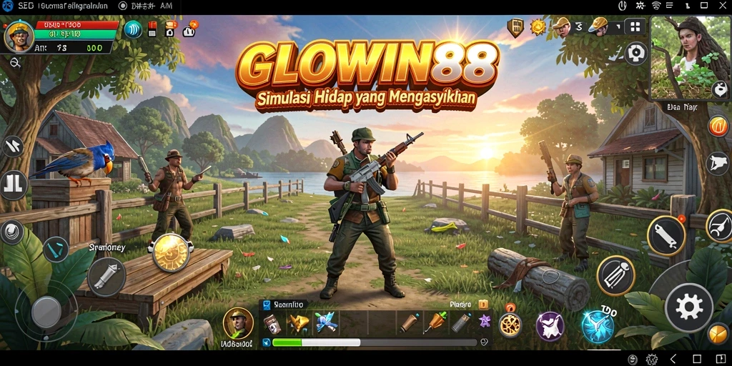 Tampilan gameplay GLOWIN88 dengan simulasi interaksi yang mendalam.