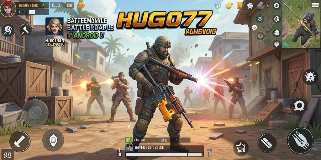 Screenshot gameplay HUGO77 dengan aksi seru di medan pertempuran.