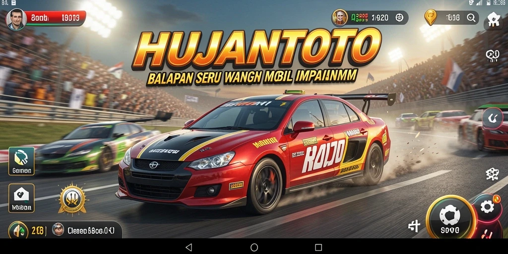 Tampilan gameplay menarik dari HUJANTOTO saat balapan.