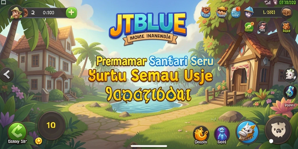 Tampilan menarik gameplay JTBLUE yang penuh warna.