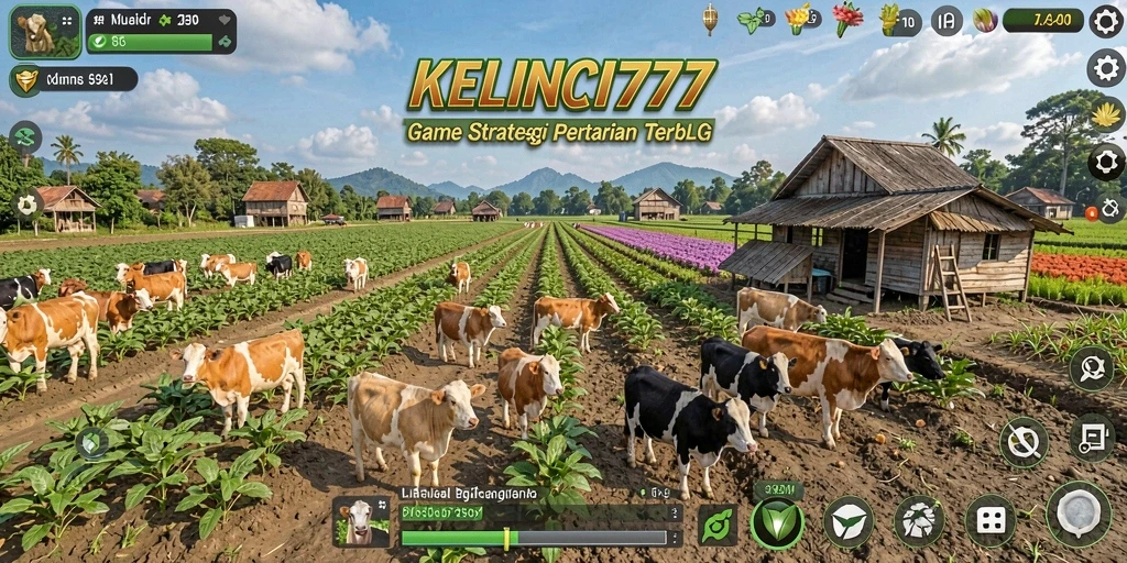Gameplay KELINCI777 menampilkan pertanian yang berkembang pesat.
