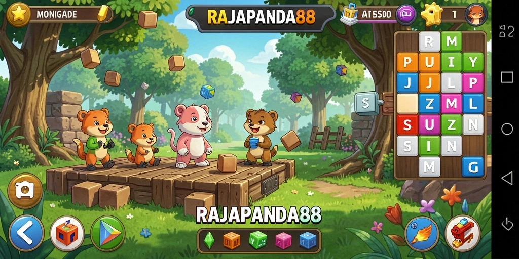 Tampilan gameplay Puzzle RAJAPANDA88 yang menantang dan menarik.