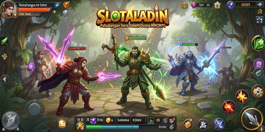 Screenshot utama SLOTALADIN menampilkan aksi pertarungan epik dalam dunia MMORPG.