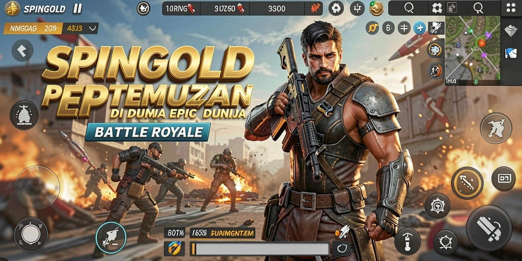 Screenshot gameplay SPINGOLD menampilkan aksi pertempuran penuh strategi.