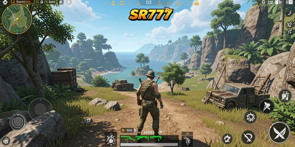 Tangkapan layar gameplay SR777 yang menampilkan eksplorasi dunia Open World.