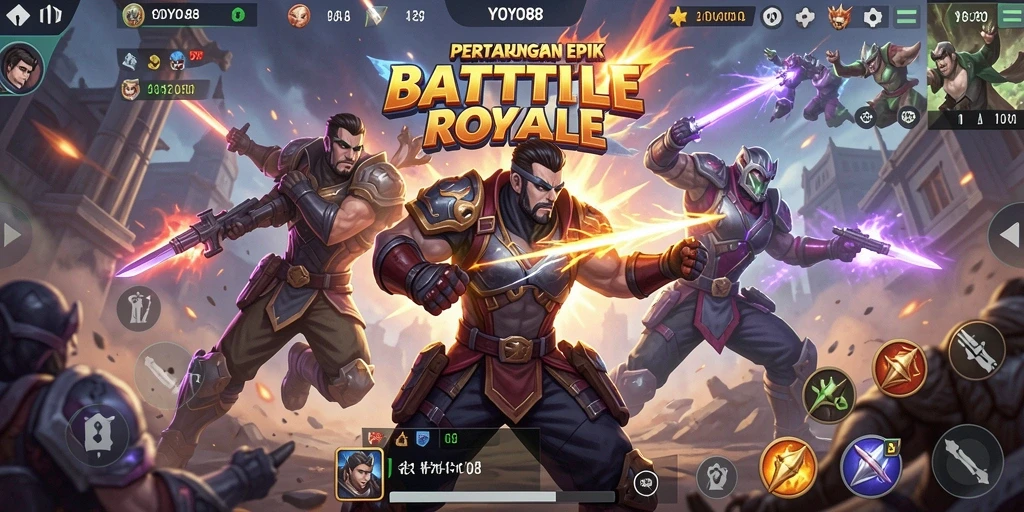 Gameplay seru dalam pertarungan Battle Royale di YOYO88.